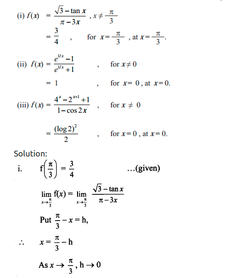 Maharashtra Board Solutions Class 11-Arts & Science Maths (Part 2): Chapter 8- Continuity Ex 8.1