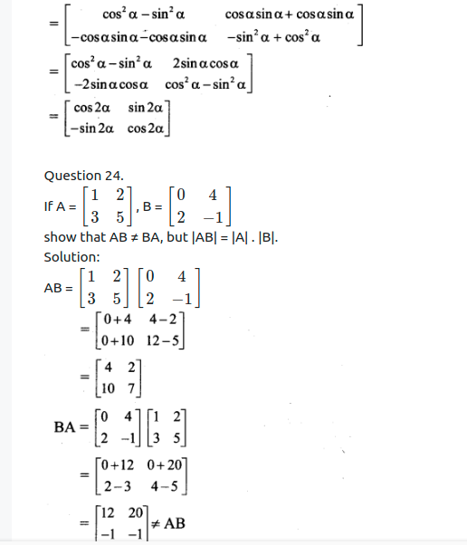Maharashtra Board Solutions Class 11-Arts & Science Maths (Part 1): Chapter 4- Determinants and Matrices Ex 4.6