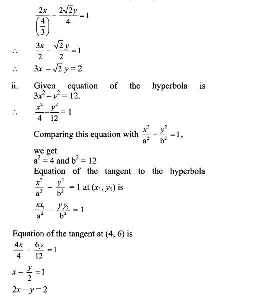 Maharashtra Board Solutions Class 11-Arts & Science Maths (Part 1): Chapter 7- Conic Sections Ex 7.3
