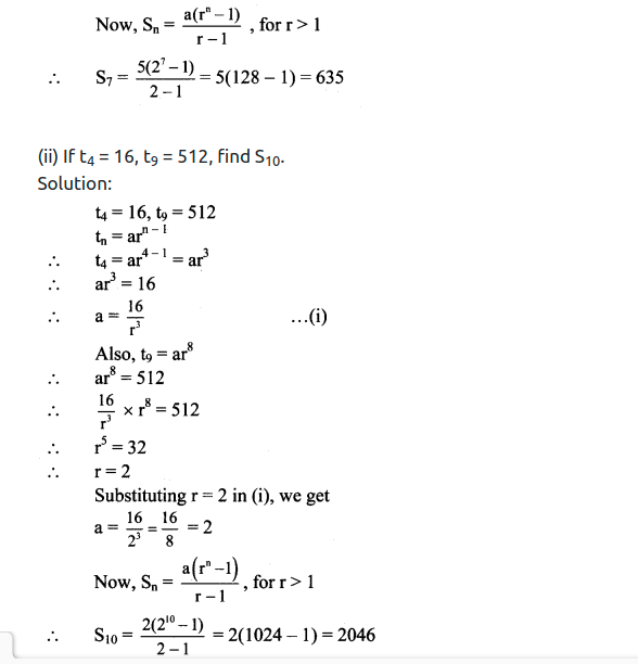 Maharashtra Board Solutions Class 11-Arts & Science Maths (Part 2): Chapter 2- Sequences and Series Ex. 2.2