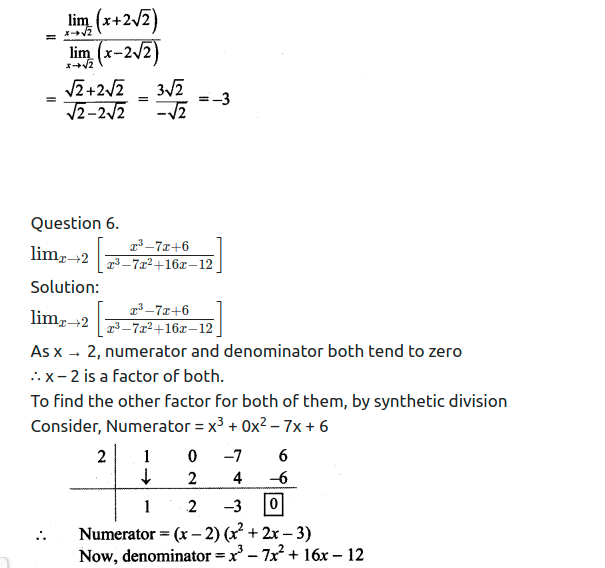 Maharashtra Board Solutions Class 11-Arts & Science Maths (Part 2): Chapter 7- Limits Ex 7.2