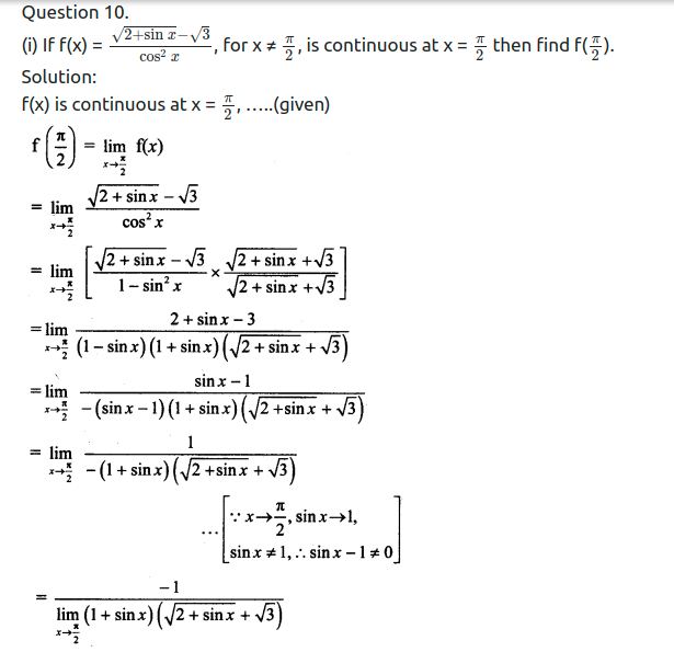 Maharashtra Board Solutions Class 11-Arts & Science Maths (Part 2): Chapter 8- Continuity Ex 8.1