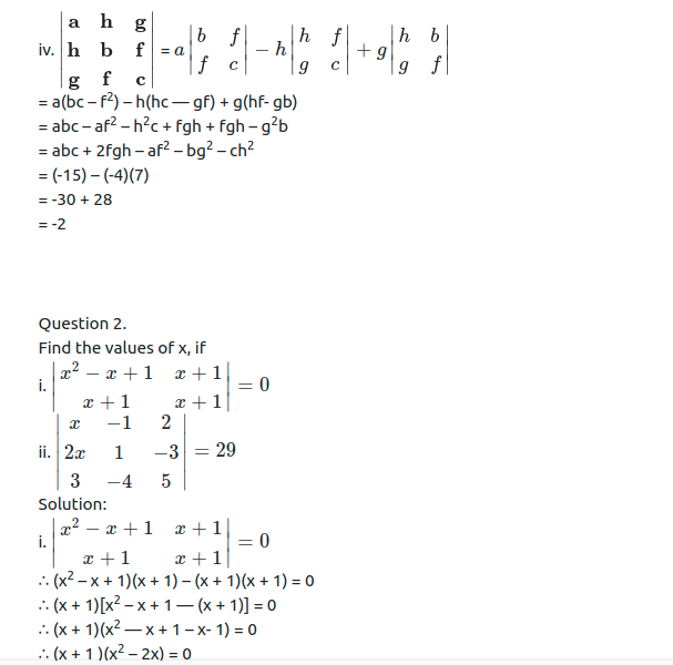 Maharashtra Board Solutions Class 11-Arts & Science Maths (Part 1): Chapter 4- Determinants and Matrices Ex 4.1