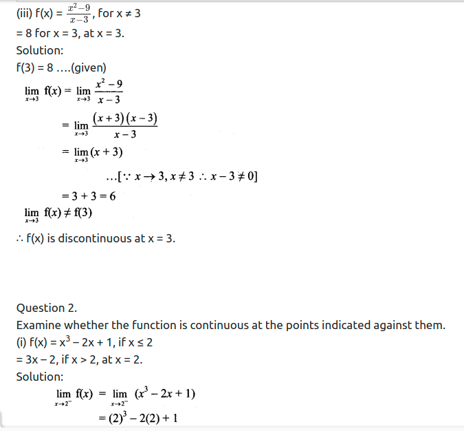 Maharashtra Board Solutions Class 11-Arts & Science Maths (Part 2): Chapter 8- Continuity Ex 8.1