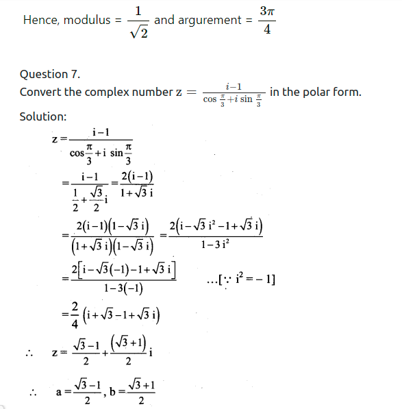 Maharashtra Board Solutions Class 11-Arts & Science Maths (Part 2): Chapter 1- Complex Numbers Ex 1.3