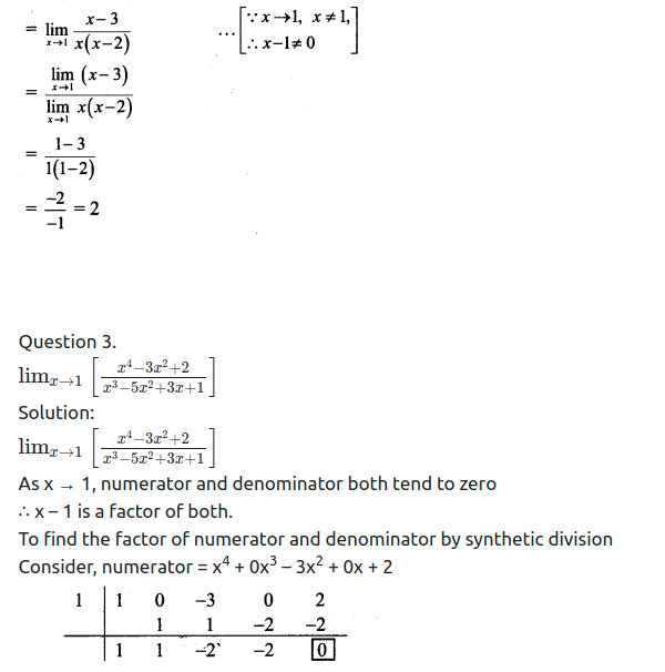 Maharashtra Board Solutions Class 11-Arts & Science Maths (Part 2): Chapter 7- Limits Ex 7.2
