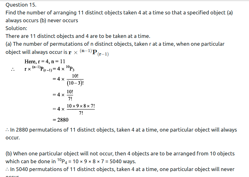Maharashtra Board Solutions Class 11-Arts & Science Maths (Part 2): Chapter 3- Permutations and Combination Ex . 3.3