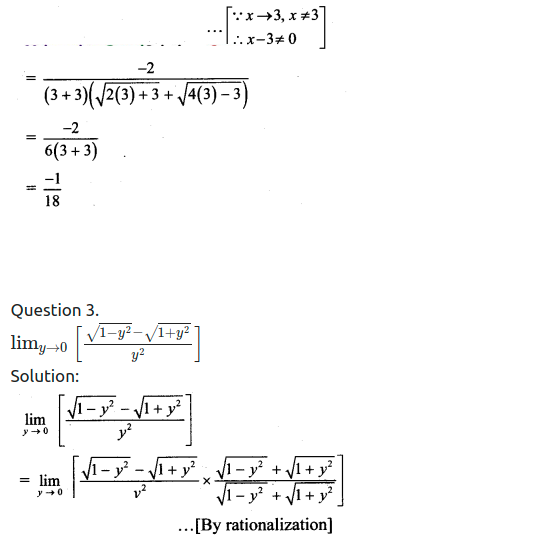 Maharashtra Board Solutions Class 11-Arts & Science Maths (Part 2): Chapter 7- Limits Ex 7.3