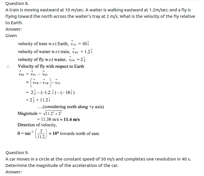 Maharashtra Board Solutions Class 11-Physics: Chapter 3- Motion in a Plane