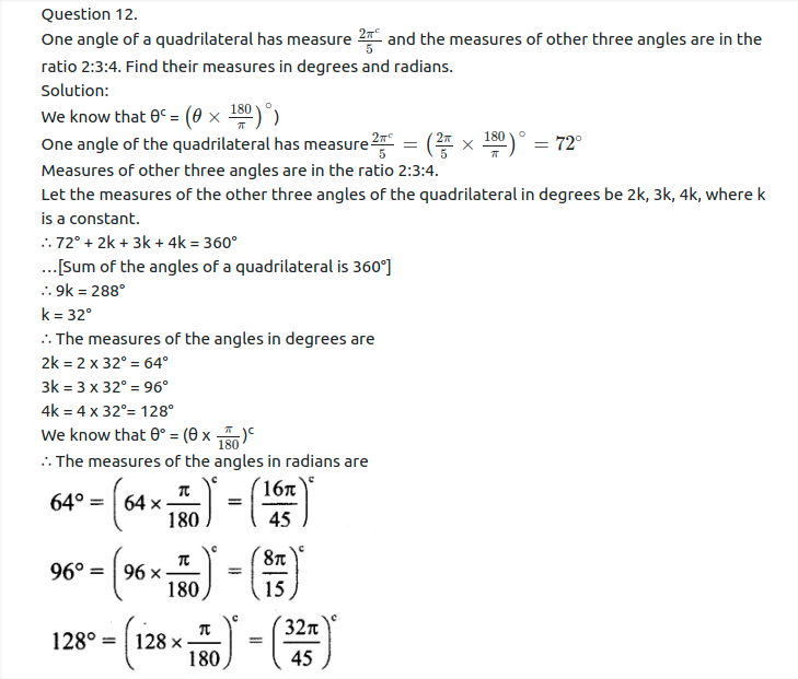 Maharashtra Board Solutions Class 11-Arts & Science Maths (Part 1): Chapter 1- Angle and its Measurement 