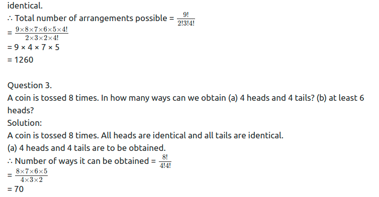 Maharashtra Board Solutions Class 11-Arts & Science Maths (Part 2): Chapter 3- Permutations and Combination Ex . 3.4