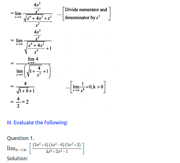 Maharashtra Board Solutions Class 11-Arts & Science Maths (Part 2): Chapter 7- Limits Ex 7.7