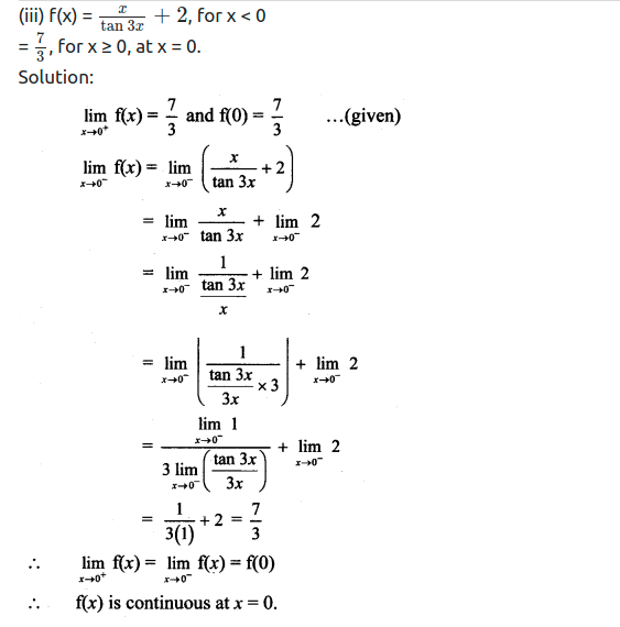 Maharashtra Board Solutions Class 11-Arts & Science Maths (Part 2): Chapter 8- Continuity Ex 8.1