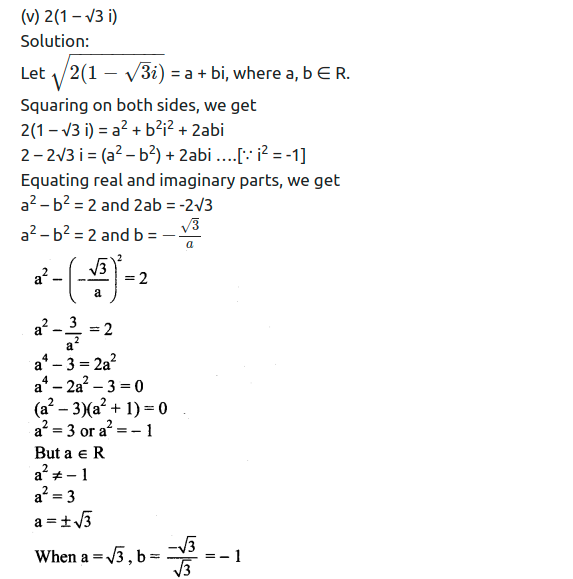 Maharashtra Board Solutions Class 11-Arts & Science Maths (Part 2): Chapter 1- Complex Numbers Ex 1.2
