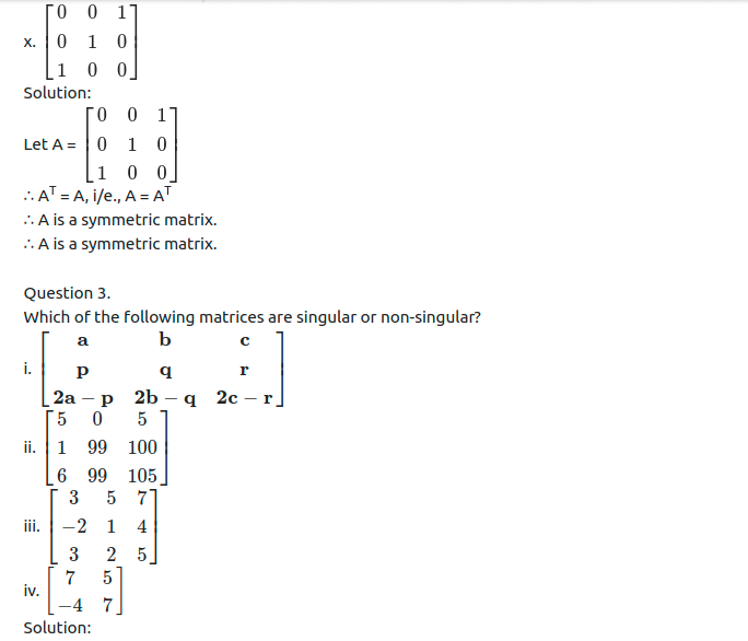 Maharashtra Board Solutions Class 11-Arts & Science Maths (Part 1): Chapter 4- Determinants and Matrices Ex 4.4