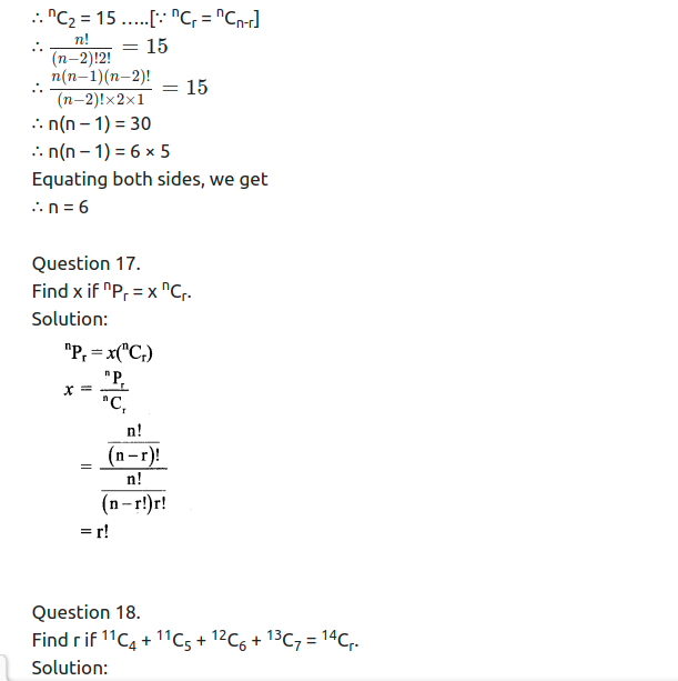 Maharashtra Board Solutions Class 11-Arts & Science Maths (Part 2): Chapter 3- Permutations and Combination Ex . 3.6