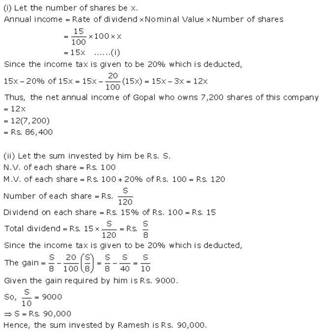Selina Concise Mathematics Class 10 ICSE Solutions Shares and Dividends - 25