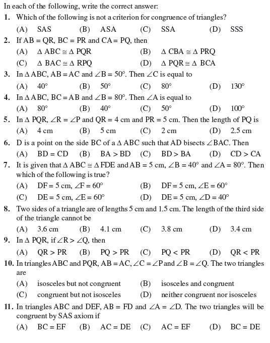 Class 9 Important Questions for Maths - Triangles
