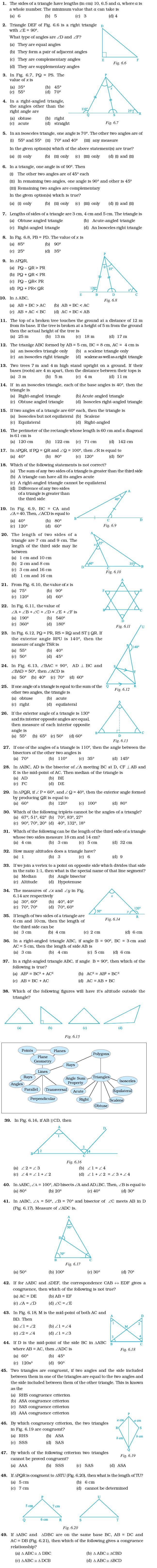 Class 7 Important Questions for Maths – Triangles