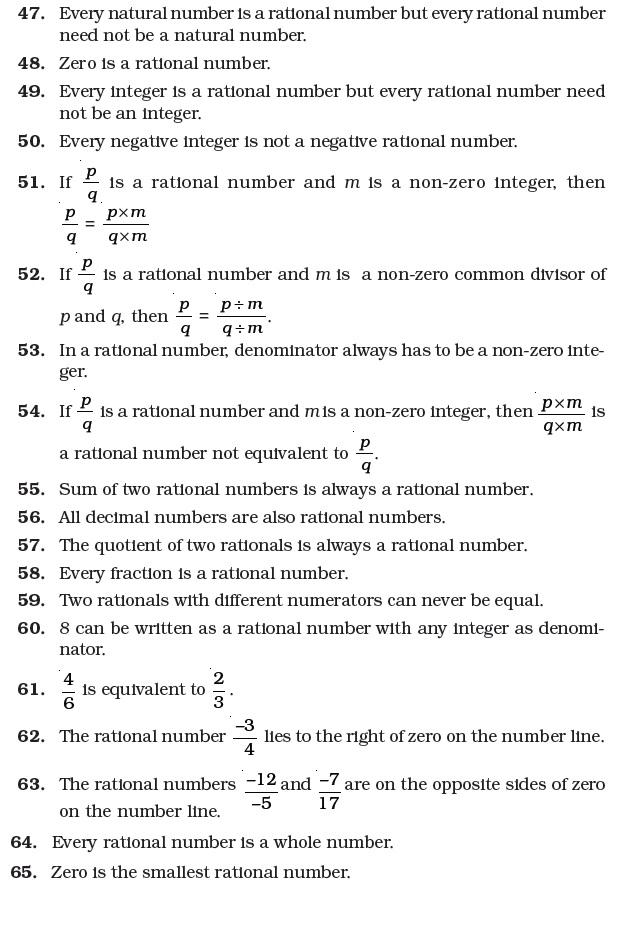 Class 7 Important Questions for Maths – Rational Numbers