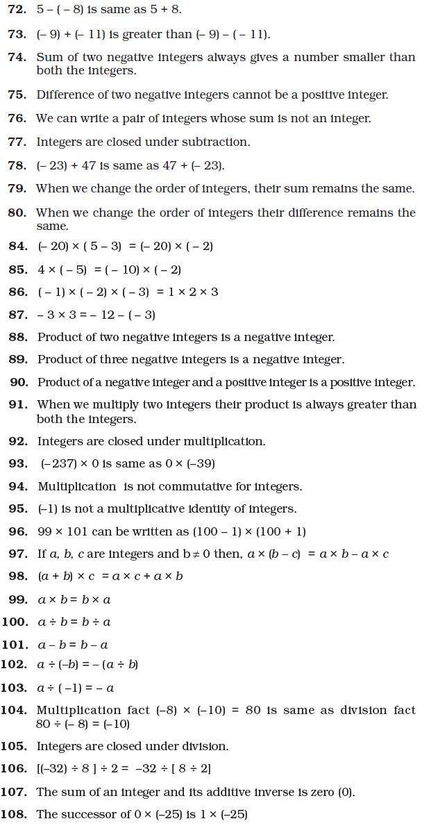 Class 7 Important Questions for Maths – Integers