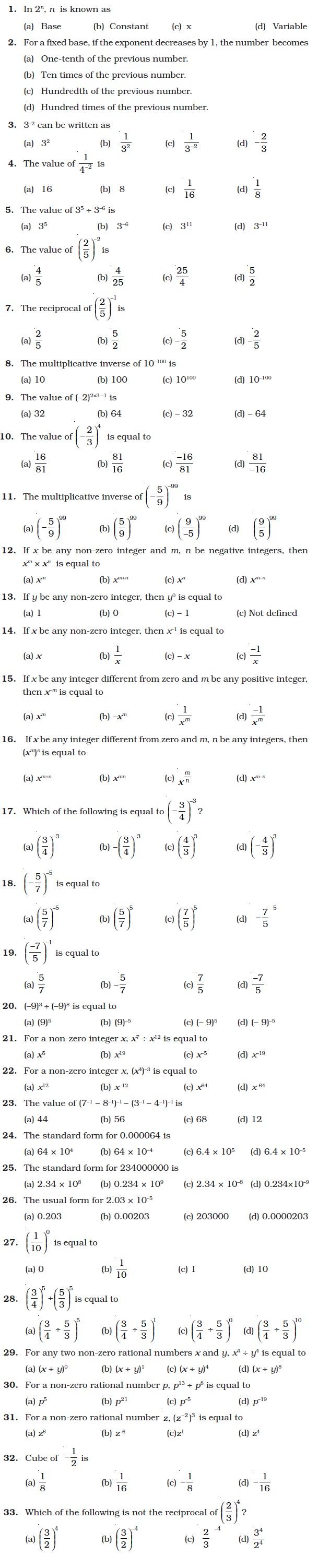 Exponents and Powers/