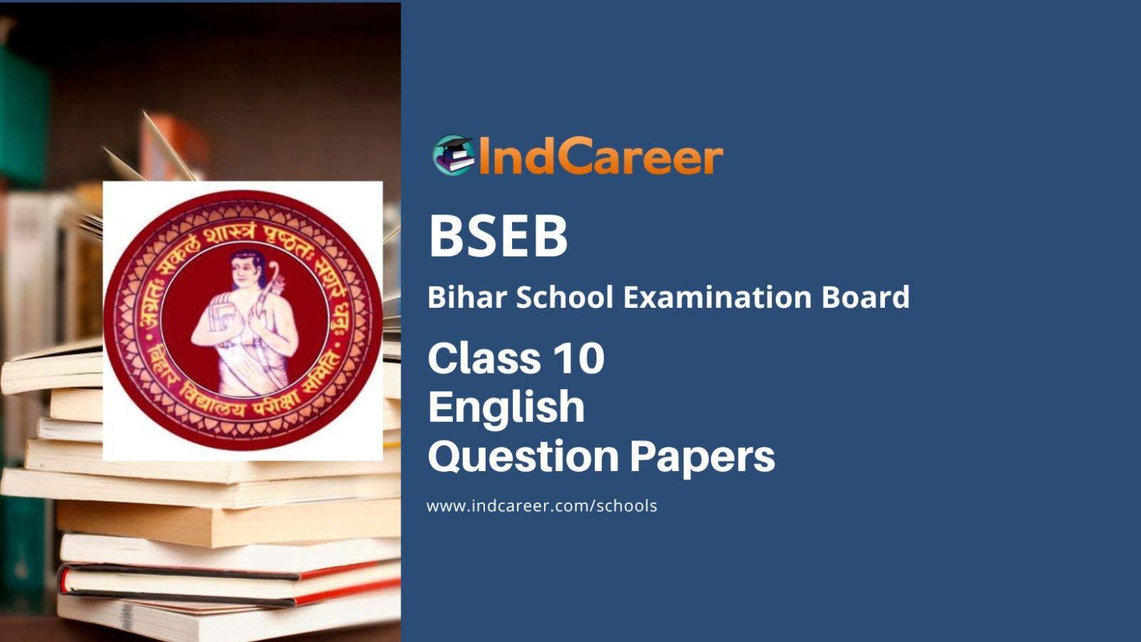 Bihar Board Class 10 English Question Papers - IndCareer Schools