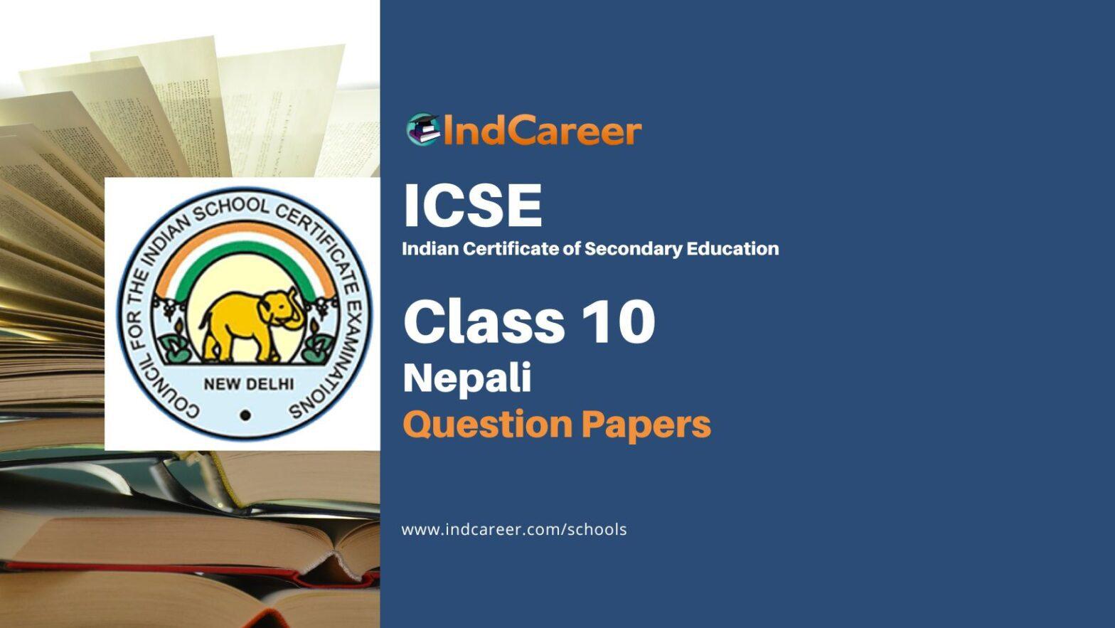 Icse Class 10 Nepali Previous Year Question Papers Indcareer Schools 0859