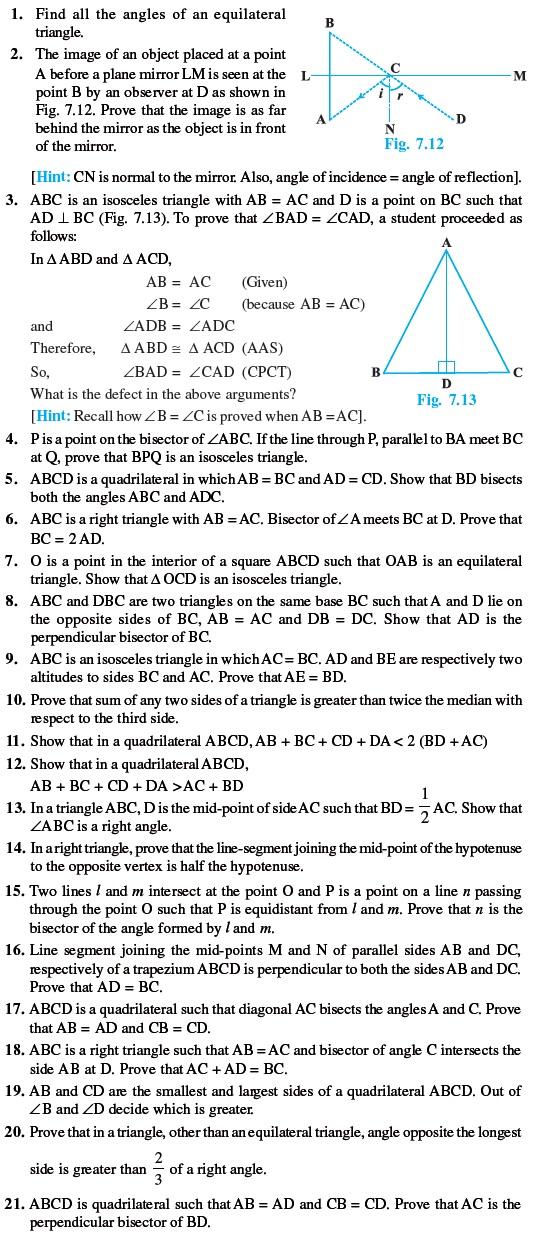 Class 9 Important Questions for Maths - Triangles/
