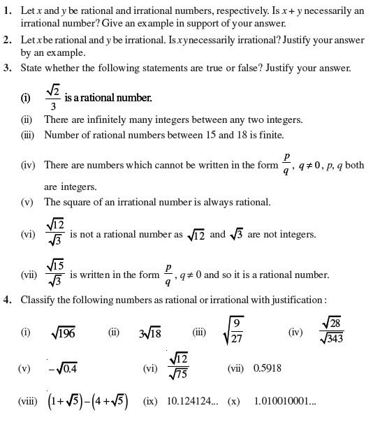 Class 9 Important Questions for Maths - Number Systems/