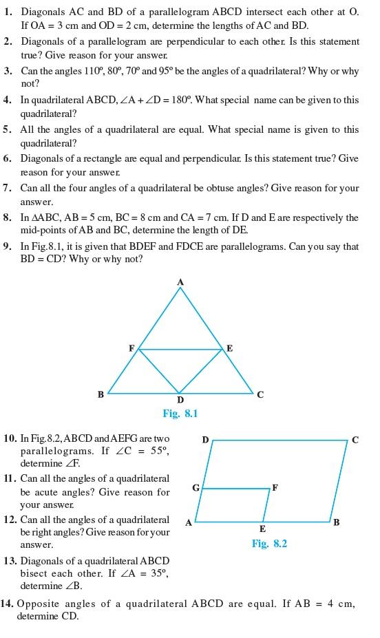Class 9 Important Questions for Maths - Quadrilaterals/
