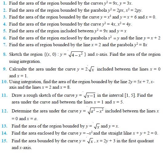 Class 12 Important Questions for Maths - Application of Integrals