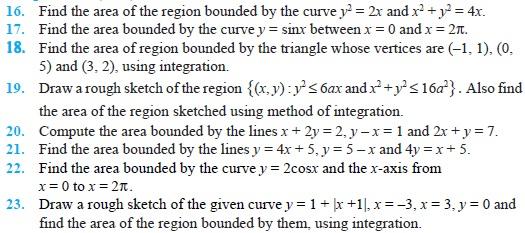 Class 12 Important Questions for Maths - Application of Integrals