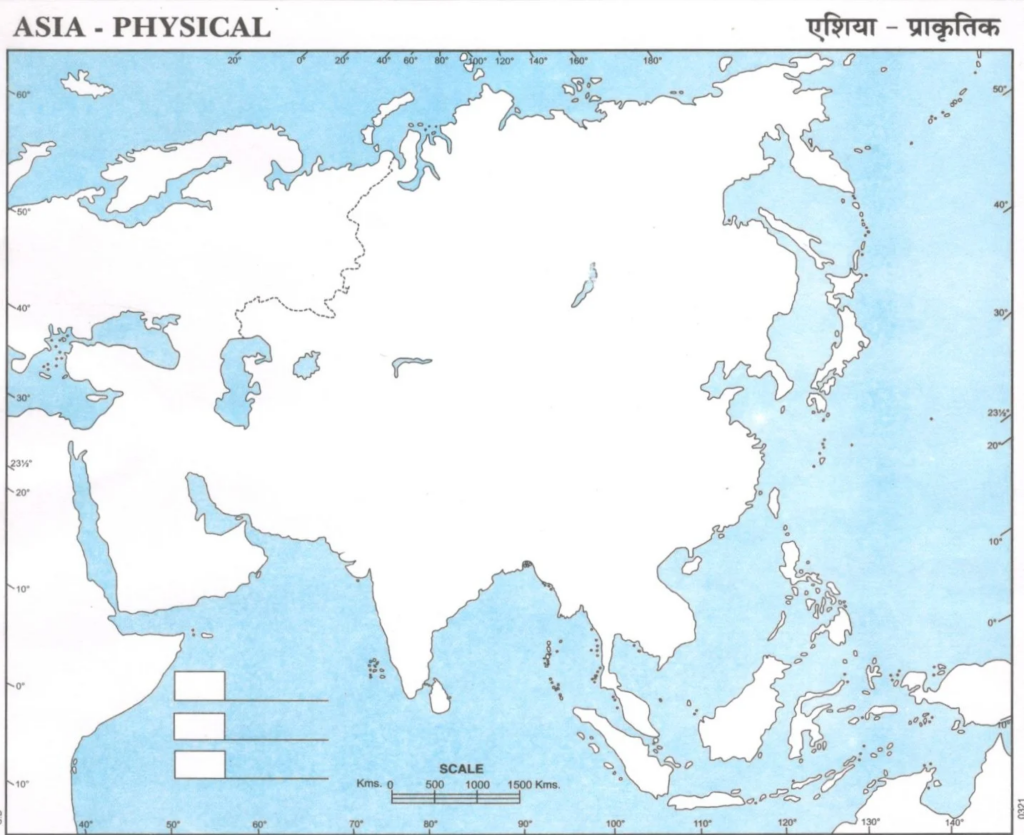 Physical Map of Asia for Students