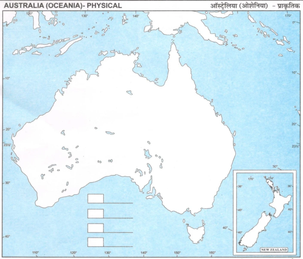Physical Map of Australia for Students 