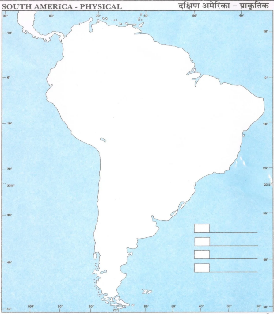 Physical Map of South America for Students