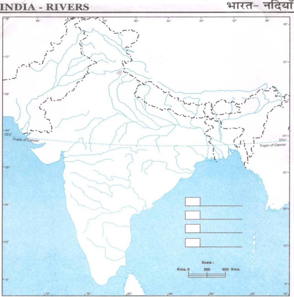 Rive Map of India for Students